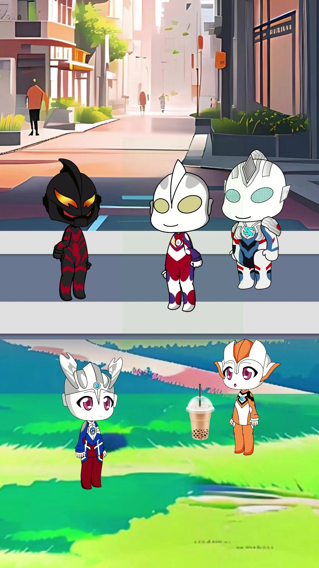 小乔请小奥仔喝奶茶