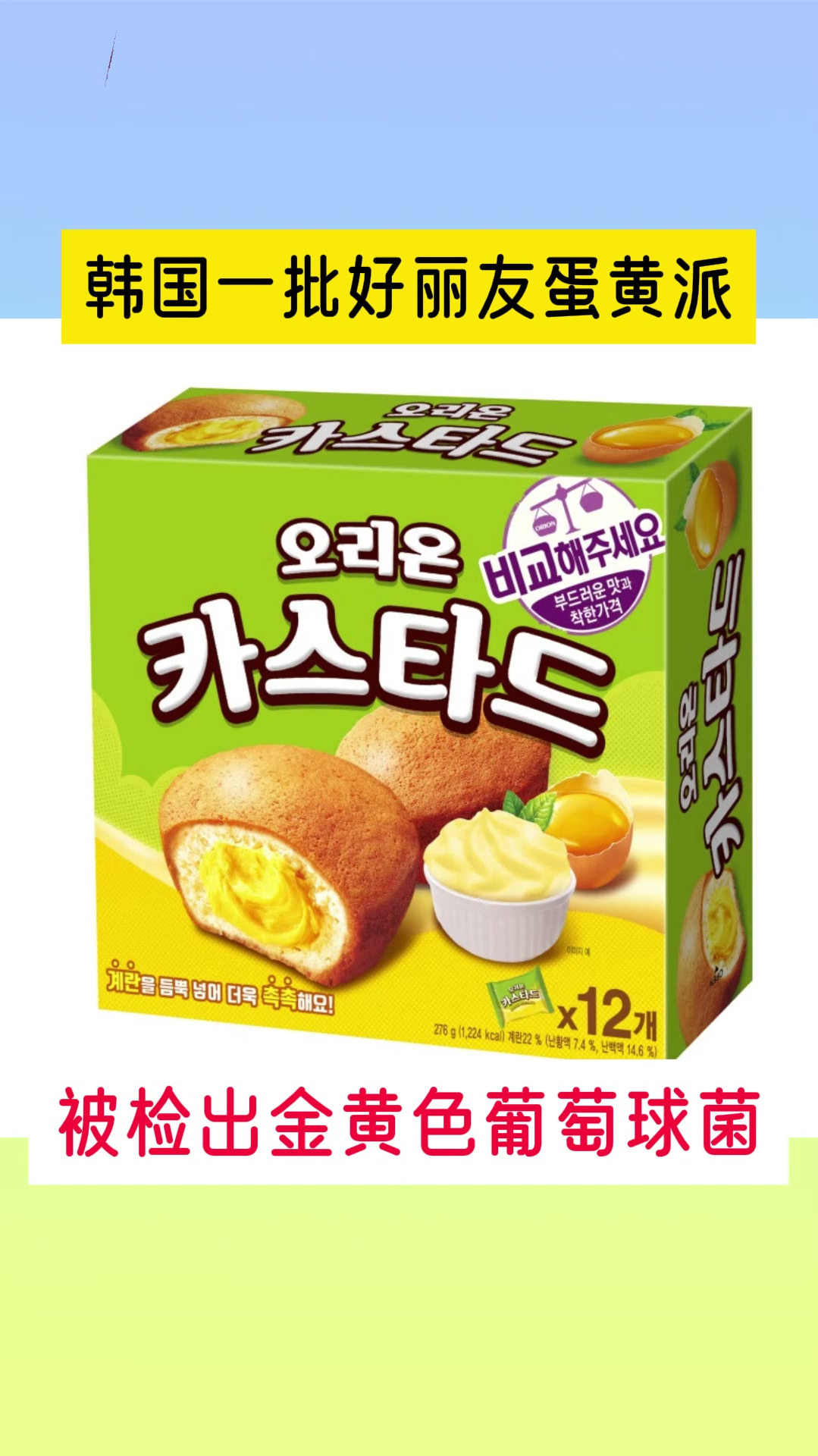 韩国一批好丽友蛋黄派被检出金黄色葡萄球菌